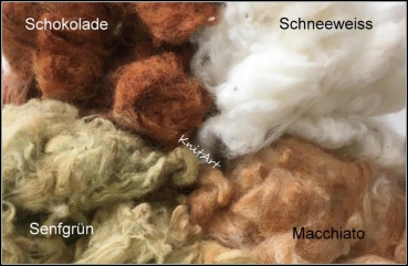 Bio-Baumwolle, vier Farben - 1 kg, handkardiert